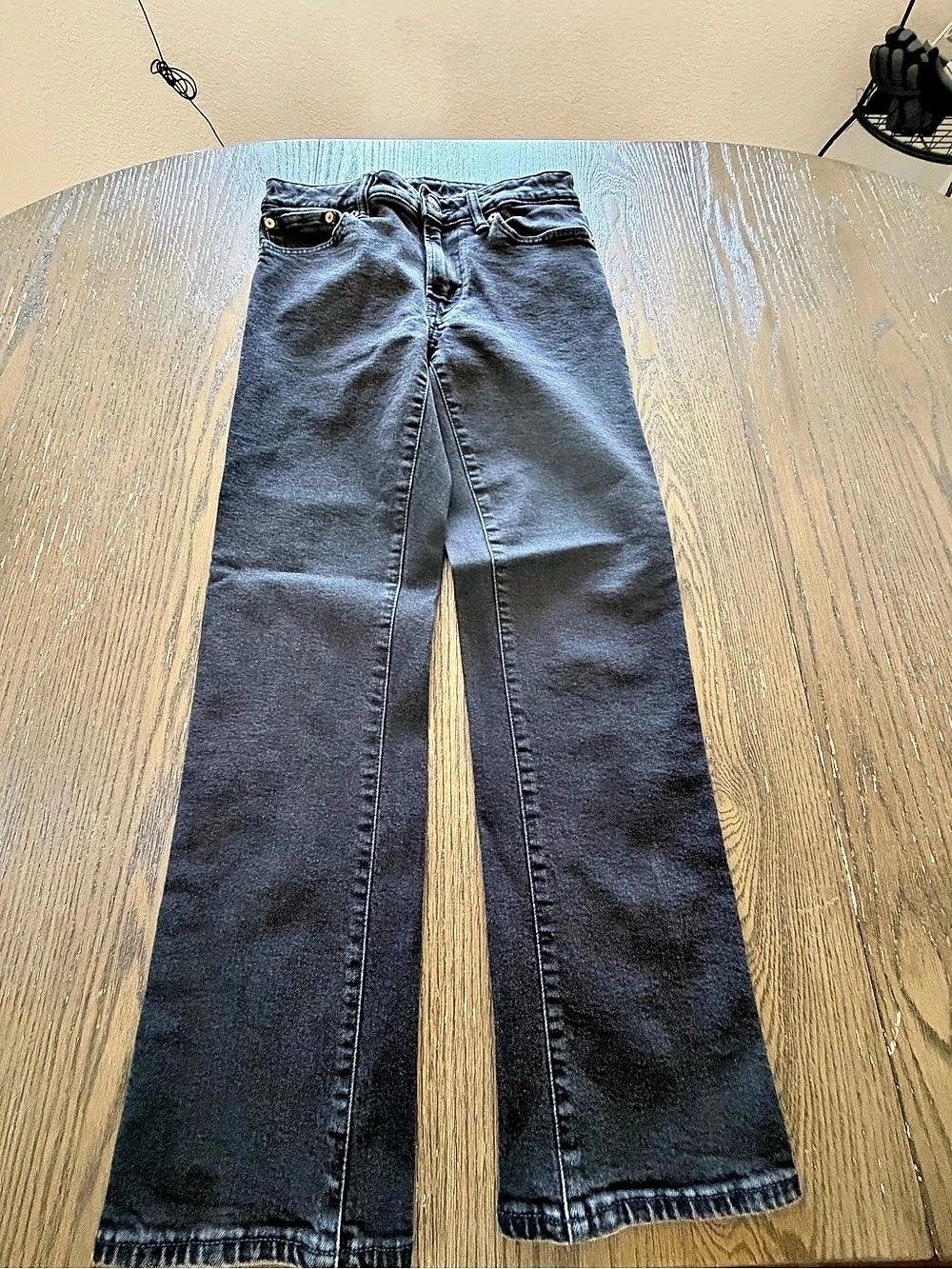 Used men American Eagle AirFlex+ + original Boot Cut Jean in faded Black Waist 2